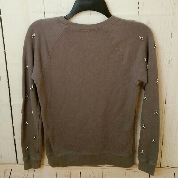 **SALE**J. CREW FACTORY gray jeweled sweatshirt XS - Picture 3 of 7
